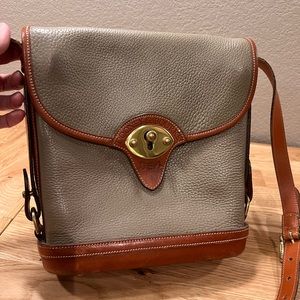 Vintage Taupe Dooney & Bourkey Crossbody Handbag.